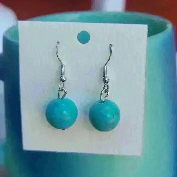 Vintage  turquoise drop earrings - Picture 5 of 17